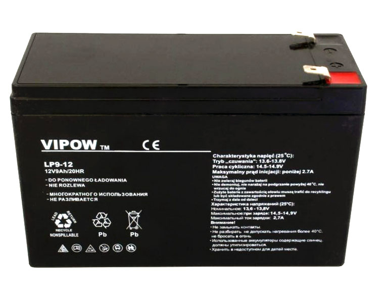 Akumulator żelowy VIPOW 12V 9Ah BAT0228
