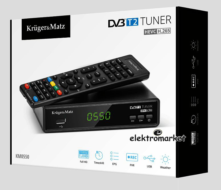 Tuner DVB-T2 H.265 HEVC Kruger&Matz box