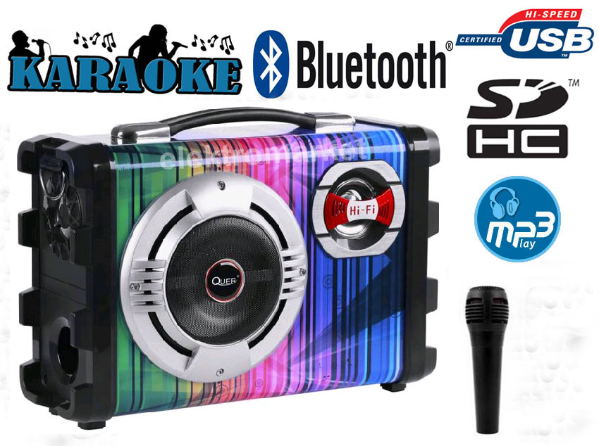 nagłośnienie KOM0836 zestaw głośnikowy Quer z MP3, Bluetooth, radio FM i Karaoke