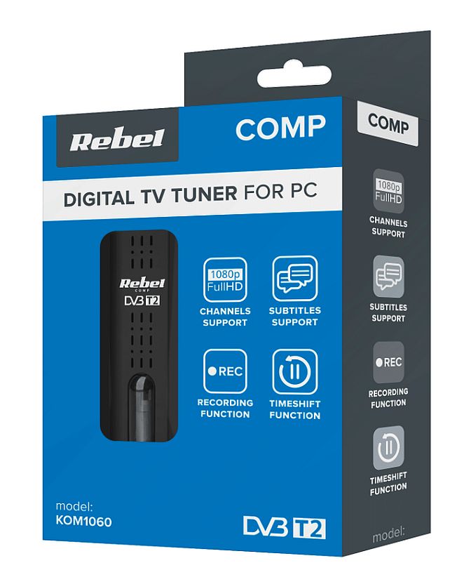 Tuner cyfrowy USB DVB-T2 H.265 HEVC KOM1060 box