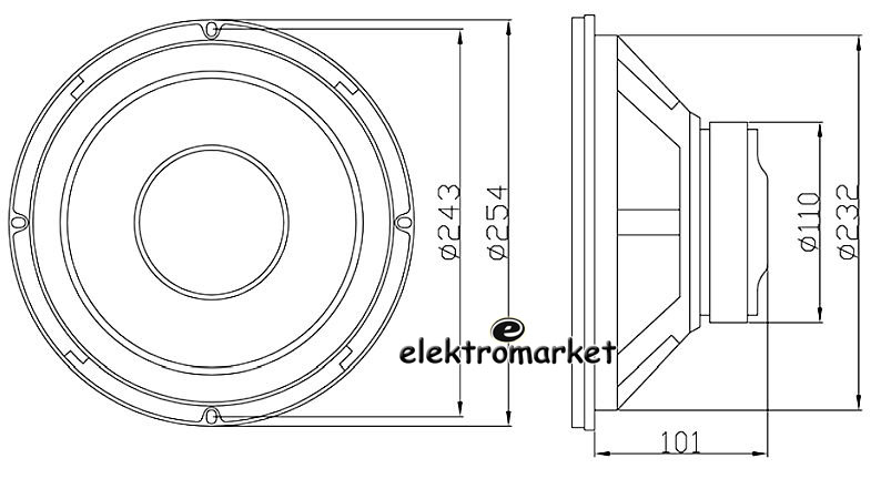 GŁOŚNIK BLOW B-250 30-553# rozmiary