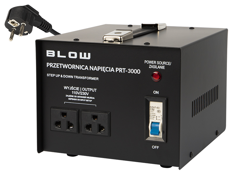 Transformator napięcia konwerter przetwornica BLOW PL-USA, USA-PL 3000W front 2