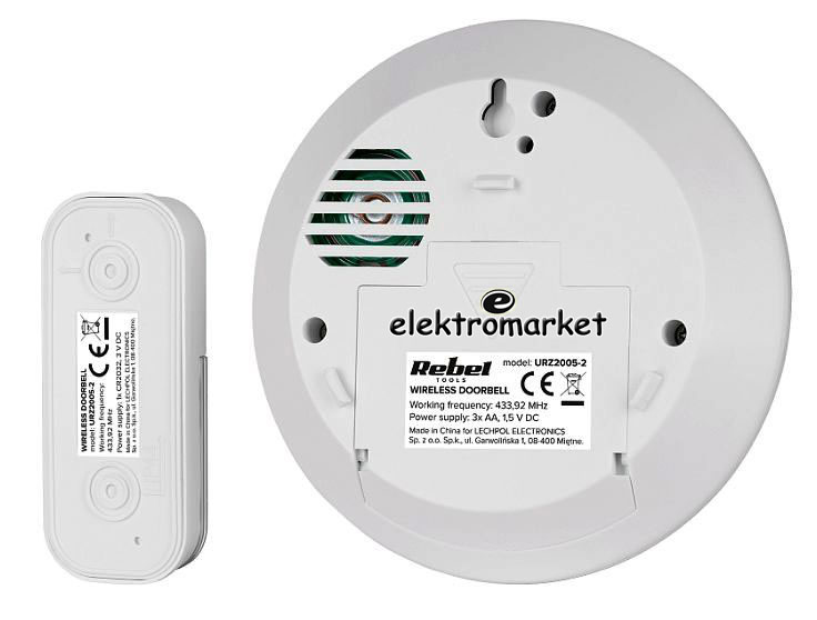 Dzwonek bezprzewodowy do drzwi URZ2005-2 tył