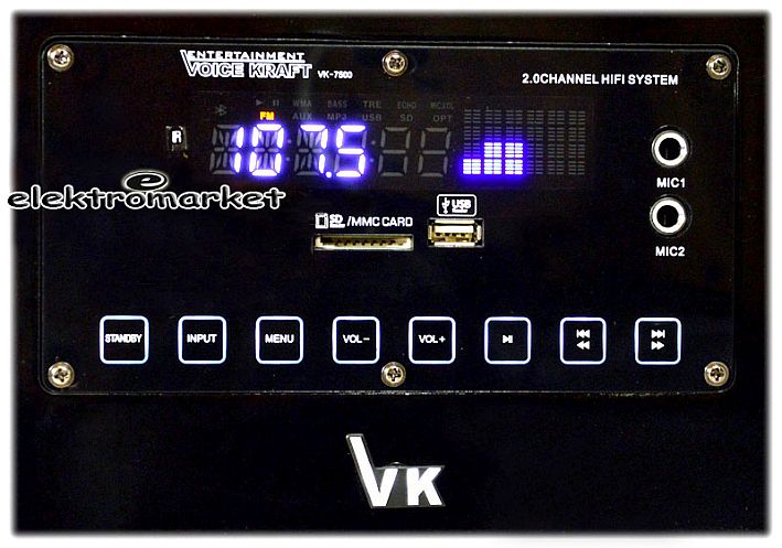 kolumny aktywne VK-7500 panel sterowania