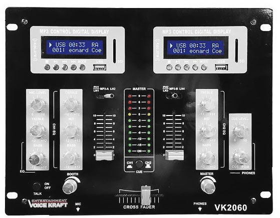 Mikser VK2060BT 2 x USB, BT, LCD Voice Kraft front