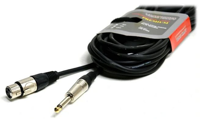 Kabel mikrofonowy JACK 6.3mm XLR 10m etykieta