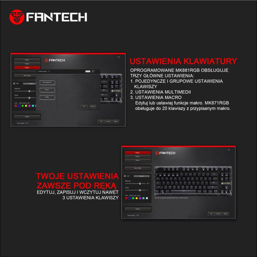klawiatura mechaniczna Fantech MK871 macro