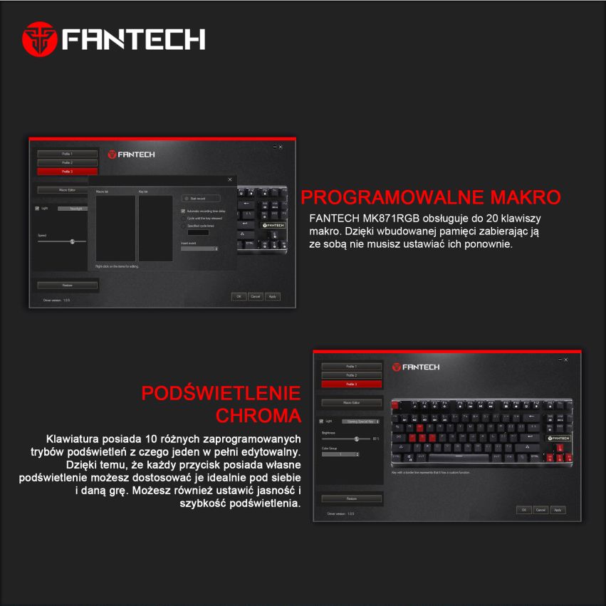 klawiatura MK871 10 trybów podświetlenia