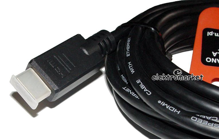 Kabel HDMI-HDMI VK32010 5m - kapturki na końcówkach kabla