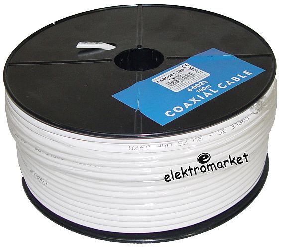 Kabel koncentryczny 3c 2v biały 100m CCS