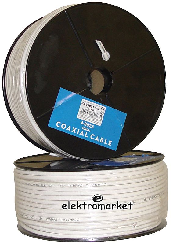 Kabel koncentryczny 3c 2v biały 100m CCS dwie rolki