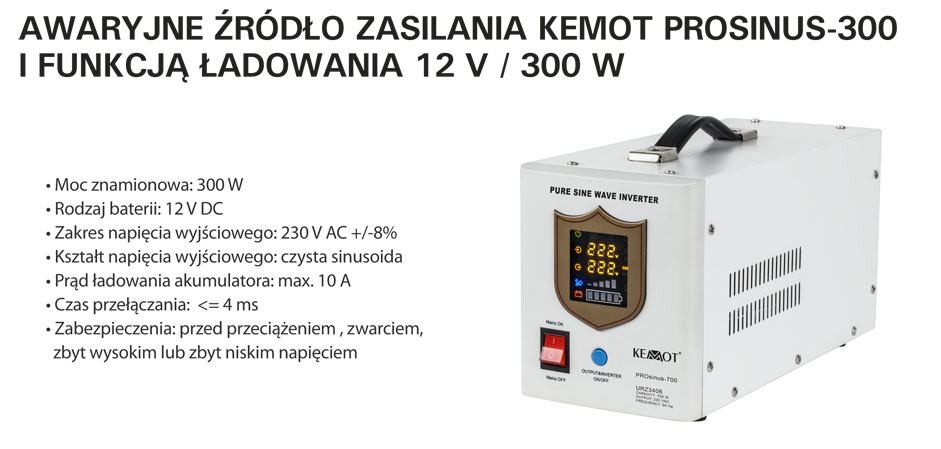 Przetwornica - awaryjne źródło zasilania URZ3404 Prosinus 300