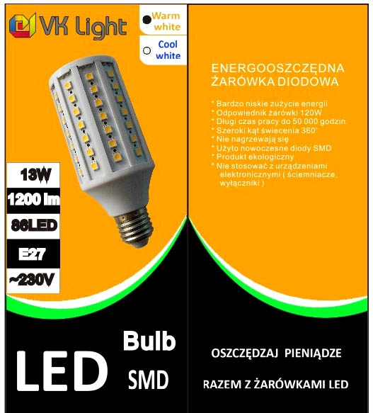 żarówka 86LED 13W VK Light pudełko